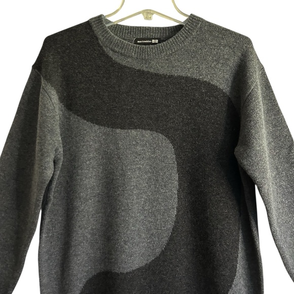 NEW Marimekko Uniqlo Gray Swirl Lambswool Long Sleeve Sweater Dress M - Picture 3 of 7